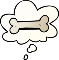 cartoon bone with thought bubble in smooth gradient style png