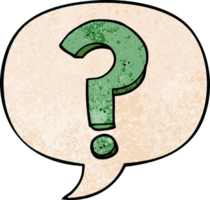 cartoon question mark with speech bubble in retro texture style png