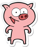 sticker of a cheerful pig cartoon png