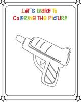 Drawing coloring book of toy gun illustration vector