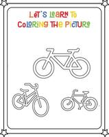 Drawing coloring book bycicle illustration vector