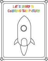 Drawing coloring book of spaceship illustration vector