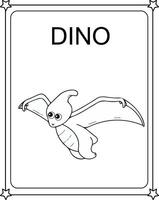 Coloring book cute baby dino flying vector