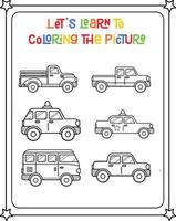 Drawing coloring book car illustration vector