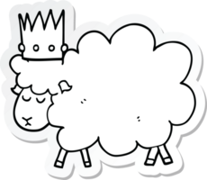 autocollant d'un mouton de dessin animé portant une couronne png