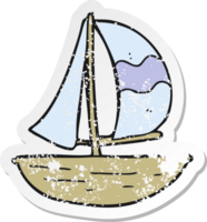 retro distressed sticker of a cartoon sail ship png