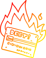 warm gradient line drawing of a burning credit card cartoon png