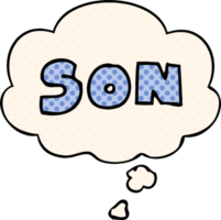 cartoon word son with thought bubble in comic book style png