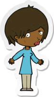 sticker of a cartoon woman shrugging shoulders png