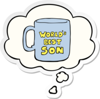worlds best son mug with thought bubble as a printed sticker png