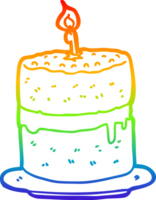 rainbow gradient line drawing of a cartoon cake png