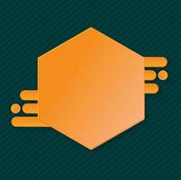 hexagon in orange color with dark green stripe background vector