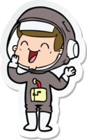 sticker of a happy cartoon astronaut png