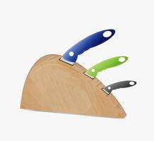 knife set illustration in wooden knife holder vector