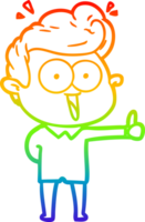 rainbow gradient line drawing of a cartoon staring man png