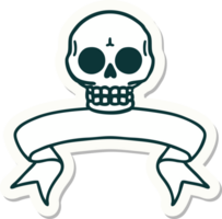 tattoo style sticker with banner of a skull png