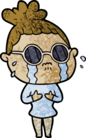 cartoon crying woman wearing dark glasses png