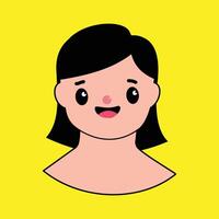 cute little girl face cartoon illustration eps10 graphic design. Avatar woman design over yellow background. Cute little girl illustration design. Educational design elements. vector
