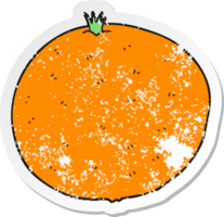 adesivo retrô angustiado de uma laranja de desenho animado png