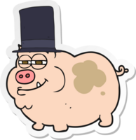 autocollant d'un cochon riche en dessin animé png