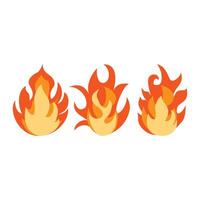 Fire flame icon. Flat illustration of fire flame. Illustration design of 3 shapes of fire symbol. Element graphic icon design with a technology theme for the application interface. vector