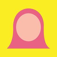 plano icono en de moda plano estilo contento musulmán niña rostro. avatar musulmán mujer diseño terminado amarillo antecedentes. linda pequeño niña ilustración diseño. educativo diseño elementos. vector