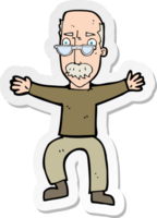 sticker of a cartoon old man waving arms png