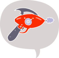 cartoon ray gun with speech bubble in retro style png