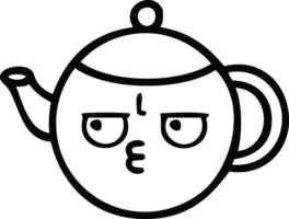 line drawing cartoon of a teapot png