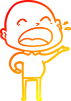 warm gradient line drawing of a cartoon shouting bald man png