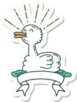 sticker of a tattoo style swimming duck png