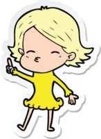 sticker of a cartoon woman with idea png