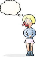 cartoon woman with snake tongue with thought bubble png