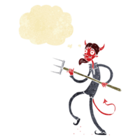 cartoon devil with pitchfork with thought bubble png