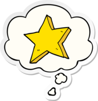 cartoon star with thought bubble as a printed sticker png