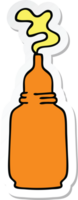 sticker of a quirky hand drawn cartoon mustard bottle png