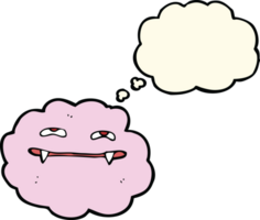 cartoon pink fluffy vampire cloud with thought bubble png