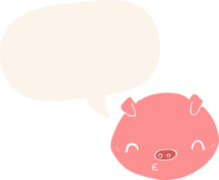 cartoon pig with speech bubble in retro style png