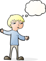 cartoon annoyed boy with thought bubble png