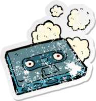 retro distressed sticker of a cartoon cassette tape png