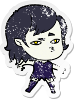 distressed sticker of a cartoon vampire girl png