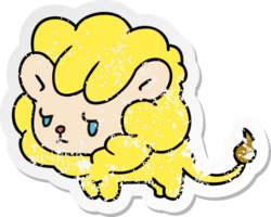 distressed sticker cartoon illustration kawaii cute lion cub png