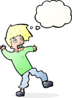 cartoon terrified man with thought bubble png