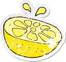 retro distressed sticker of a cartoon lemon png