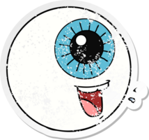 distressed sticker of a cartoon eyeball laughing png