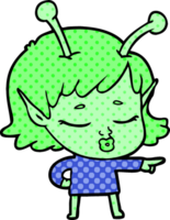 cute alien girl cartoon pointing png