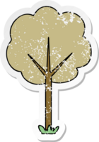bedrövad klistermärke av en udda handritad tecknad träd png