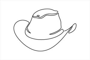 Continuous one line drawing of cowboy hat. Simple cowboy hat line art illustration.Continuous one line drawing of cowboy hat. vector