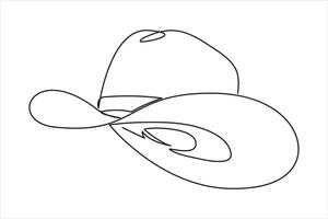 Isolated on white background illustration.cowboy hat continuous one line drawing minimalism design isolated on white background. vector