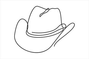 Continuous one line drawing of cowboy hat. vector